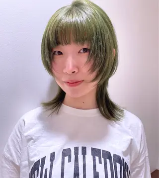 ミディアム カラー ウルフカット ハッシュカット/七海のヘアスタイル