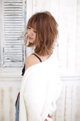 ミディアム カラー パーマ ヘアアレンジ メンズ キッズ ネイル マツエク・マツパ EnBlesS西宮 マンツーマン神道有基のヘアスタイル