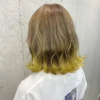 ミディアム カラー オリーブ/アッシュ やわらか透明感カラーのヘアスタイル