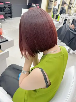 ミディアム カラー レイヤーボブ/ボブ 名駅/縮毛矯正のヘアスタイル