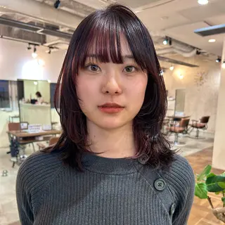 ミディアム カラー みうら ありさのヘアスタイル