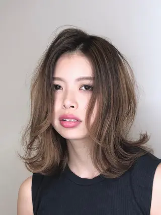 セミロング カラー 髪質改善/イルミナ/ 城崎のヘアスタイル