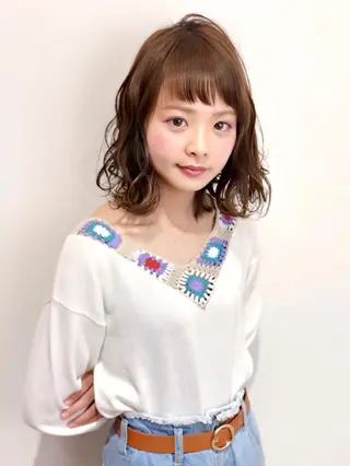 ミディアム カラー パーマ ディレクター ノナカのヘアスタイル