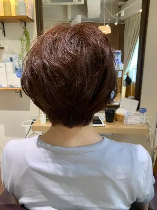 ショート カラー パーマ ヘアアレンジ メンズ キッズ 白髪世代特化 🌿飯塚京橋のヘアスタイル