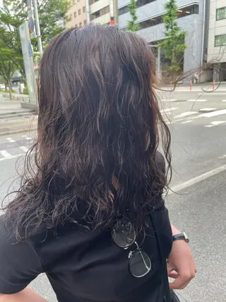 セミロング カラー パーマ なかしま まなかのヘアスタイル