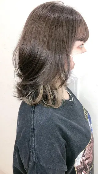 セミロング 太白区/白髪ぼかし ハイライト/千葉達人のヘアスタイル