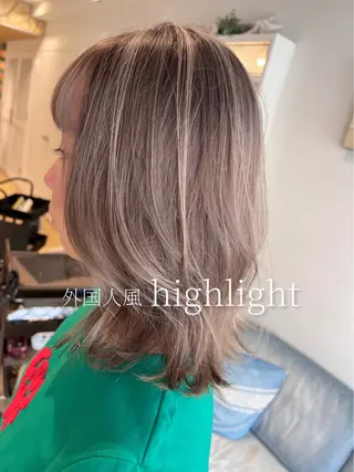 ミディアム 渋谷ハイトーン/ デザインカラー阿部のヘアスタイル