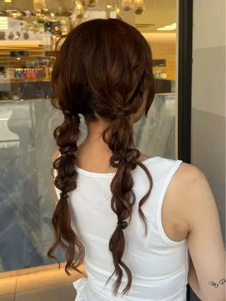 セミロング ヘアアレンジ ふわモテ/艶カラー yuki♡♡のヘアスタイル