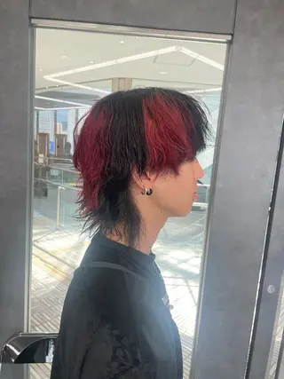 ロング カラー メンズ メンズウルフ🐺♡ ブリーチ♡ヘアメ🎀のヘアスタイル