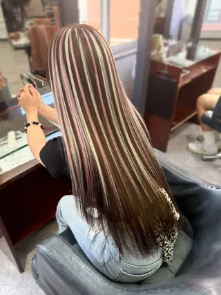 ロング カラー ハイトーンエクステ 🎩カズキ🎩のヘアスタイル