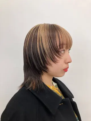 ミディアム カラー ムード造るハイトーン ケアブリーチ/ユウキのヘアスタイル