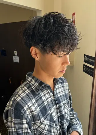 ショート パーマ メンズ 垢抜けパーマ/ 毎朝1分セット/こんのヘアスタイル