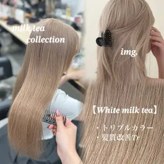 ロング カラー NAMI🤎ブラウン &ミルクティー🤍のヘアスタイル