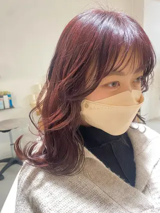 セミロング カラー 安永 涼のヘアスタイル