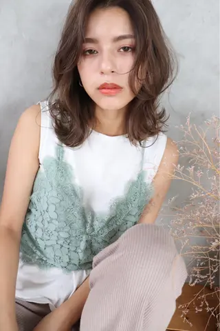ロング カラー パーマ 関西センターパート メンズモデル募集のヘアスタイル