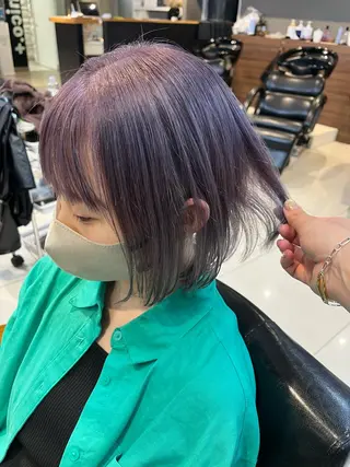 ミディアム カラー ヘアアレンジ キッズ ネイル マツエク・マツパ アイブロウ 透明感カラー🤎 ゆりのヘアスタイル