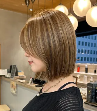 ショート カラー レイヤーボブ縮毛矯正 韓国RINAのヘアスタイル