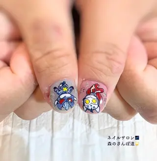 ネイル ショートネイル 森のさんぽ道のネイルデザイン