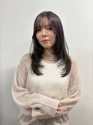 ミディアム カラー 【韓国レイヤー特化 ハッシュカット】のヘアスタイル