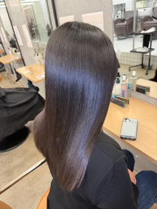 ミディアム 縮毛矯正×髪質改善× 艶髪カラー　吉原和磨のヘアスタイル