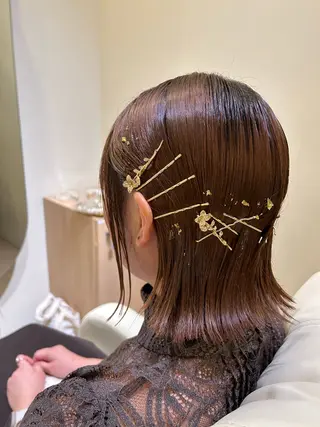 ショート ヘアアレンジ ボウ🪞ヘアセット /メイク/マツパのマツエク・マツパデザイン
