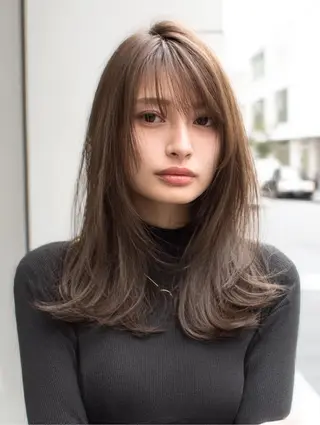 セミロング 絶対可愛い暖色カラー 🌷うる艶🌷結奈✨のヘアスタイル