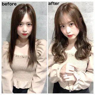 ミディアム カラー ヘアアレンジ 顔周りカット/髪質改 善/新宿/畑中稔里のヘアスタイル