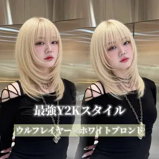 ロング カラー 今っぽレイヤーカット グレージュ/リョウヤのヘアスタイル