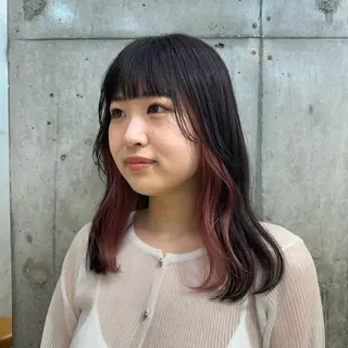 ミディアム カラー さとう あやかのヘアスタイル