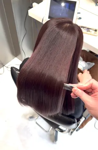 ミディアム 縮毛矯正クロスパーマ 益子達也のヘアスタイル