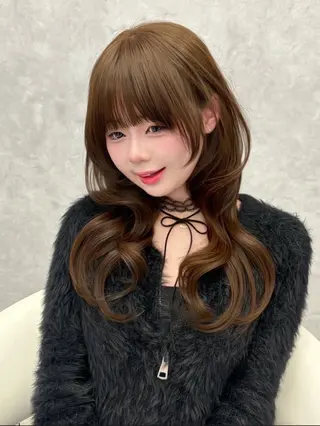 ロング カラー みゅう／韓国：網紅： トレンドヘアのヘアスタイル