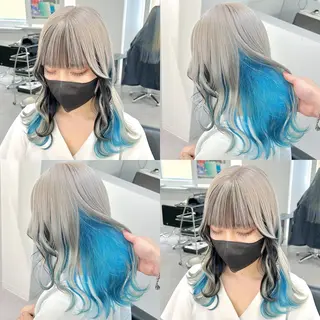 ミディアム カラー ブリーチ&エクステ 🥀ケアカラー特化のヘアスタイル