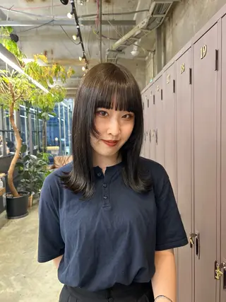 セミロング カラー maho/垢抜け カラーパーマメイクのヘアスタイル