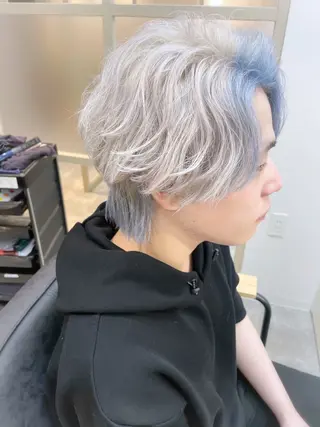 ミディアム カラー メンズ ☁️ケアブリーチ￤ ウルフ￤Shioriのヘアスタイル