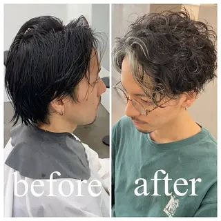 ショート カラー パーマ 古賀 雄大のヘアスタイル