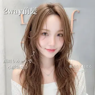 ロング カラー ブリーチ縮毛矯正加藤 赤み無し透明感ヘアのヘアスタイル