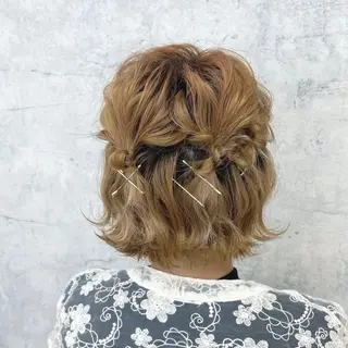 ショート ヘアアレンジ JUNSHIN🦋 ヘアセット／カラーのヘアスタイル