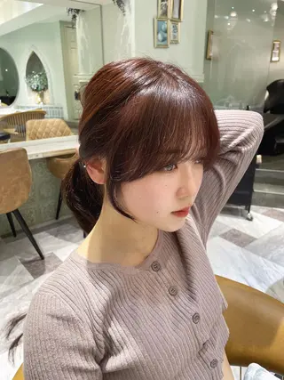 ミディアム カラー 木屋元一/透明感 /前髪/ショートボブのヘアスタイル