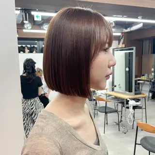 ショート カラー 縮毛矯正/ストンボブ Wカラー💎ヒデジのヘアスタイル