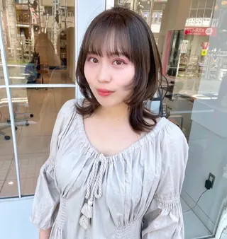 ミディアム カラー ウルフカット ハッシュカット/七海のヘアスタイル