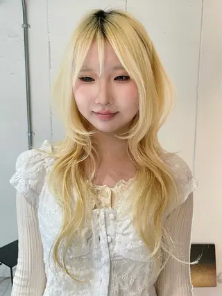 ロング カラー ヘアアレンジ ハッシュカット/ 韓国ヘア☽⋰mahoのヘアスタイル