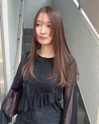 ロング カラー レイヤーカット🍏 オリーブ/ののかのヘアスタイル