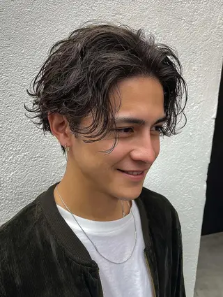 ミディアム パーマ メンズ メンズ特化⚡️三村 彰吾⚡️カットパーマのヘアスタイル