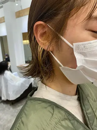 ショート カラー 森貴裕/ベージュ/ パーマ/オリーブのヘアスタイル