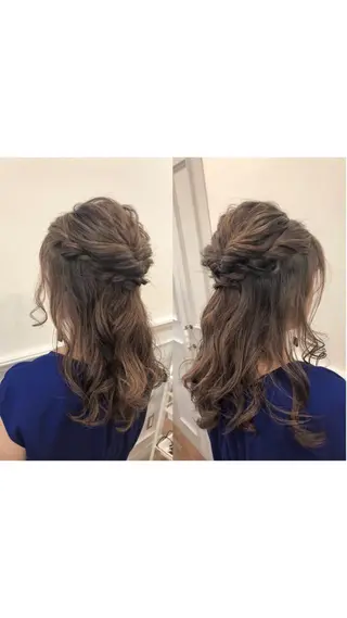 セミロング ヘアアレンジ ひろせ かなのヘアスタイル