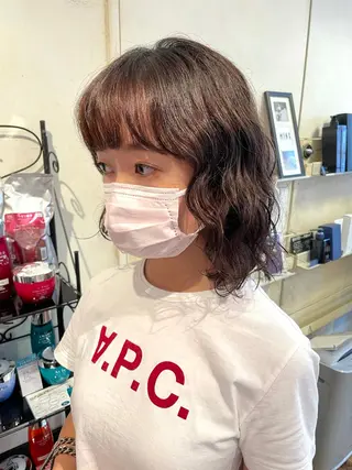 ミディアム カラー パーマ 銀座No.1髪質改善 縮毛矯正/本木のヘアスタイル