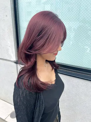 セミロング カラー ✨縮毛矯正✖︎顔周り レイヤー✨ナカムラのヘアスタイル