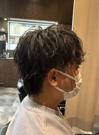 ショート パーマ メンズ 鼎一真ハイトーン/ パーマ/何でも屋さんのヘアスタイル