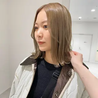 ミディアム カラー ベージュ/アレンジ /横浜/杉本千夏のヘアスタイル