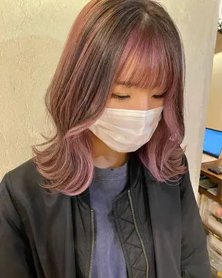 ミディアム カラー 似合わせカラーパーマ 🌿kitin米川のヘアスタイル